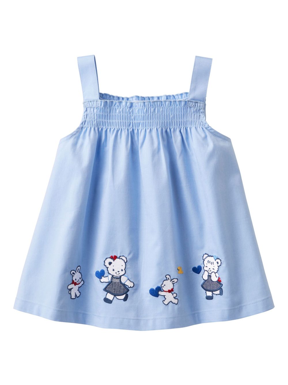Motif-embroidered cotton dress - Blue