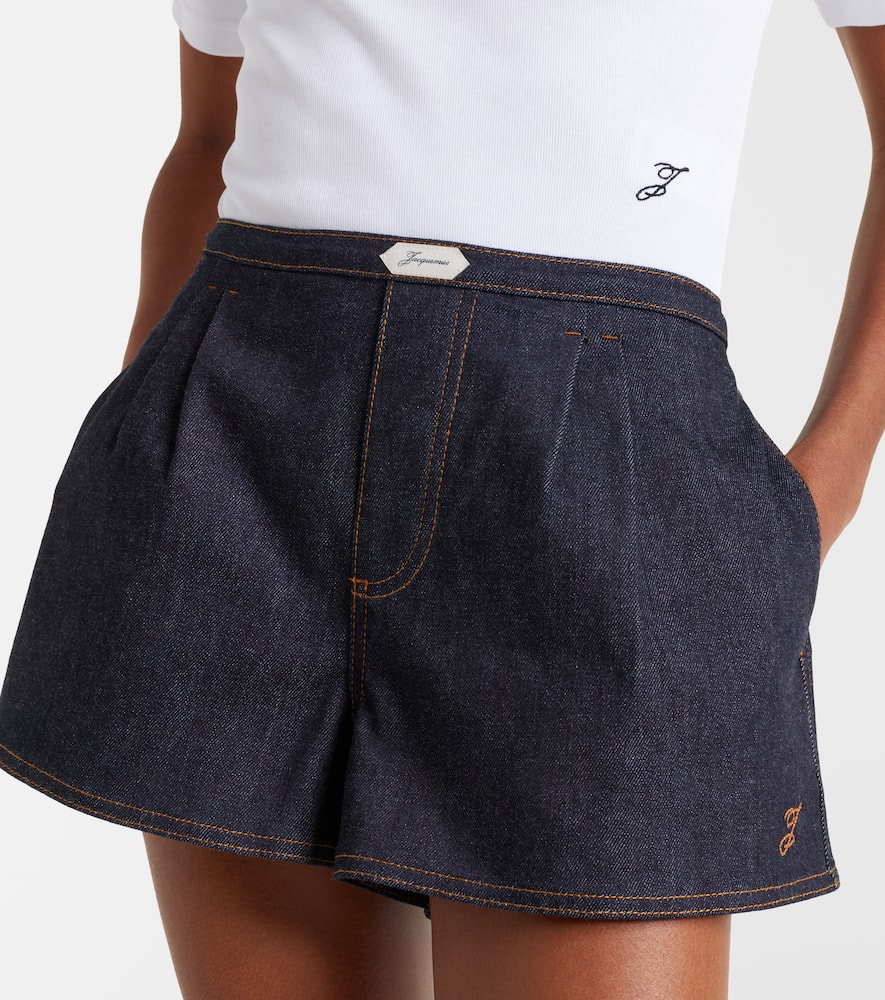 Logo denim shorts