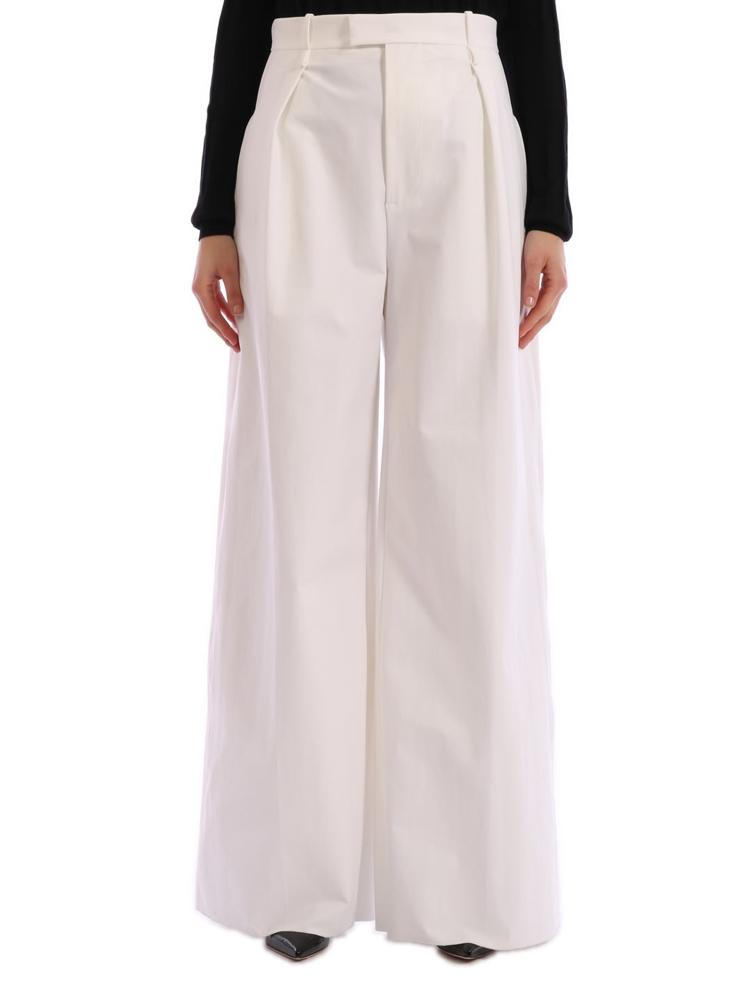 High-waisted wide-leg trousers