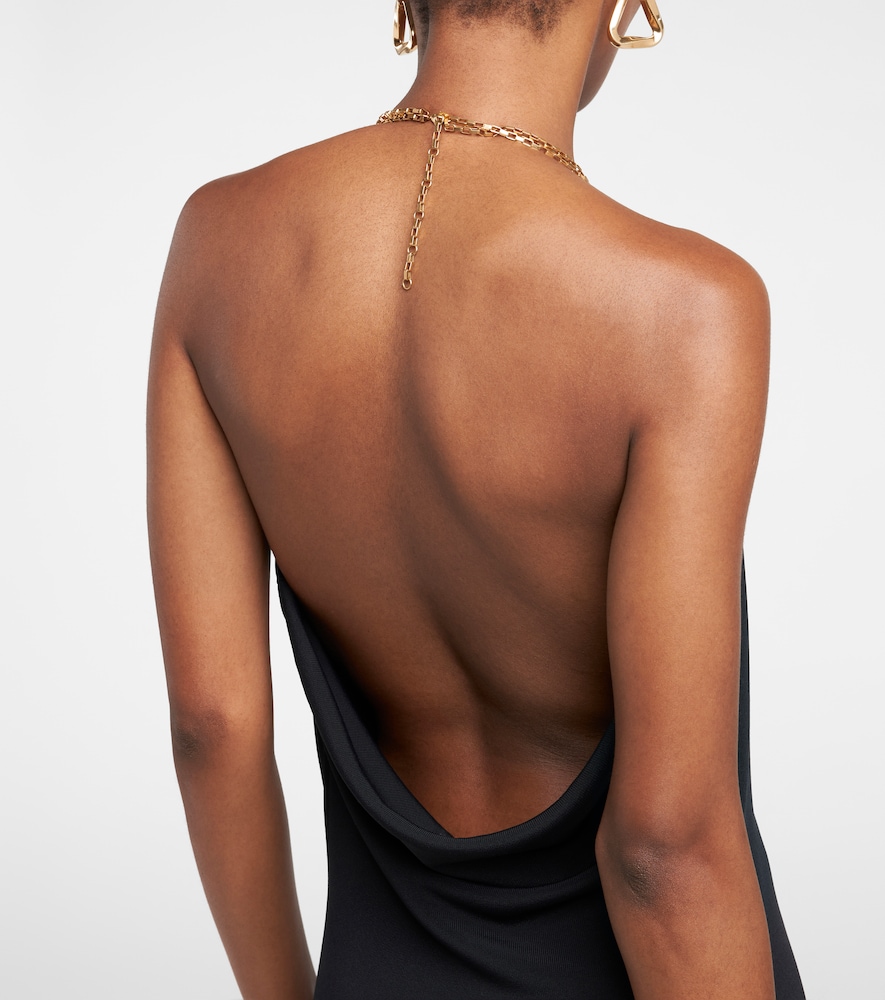 Chain-detail knitted maxi dress