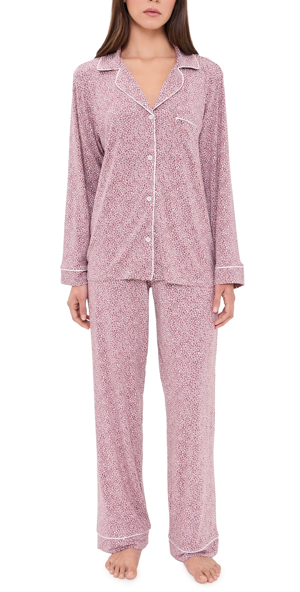 Gisele Printed Long Pajama Set Animal Instinct Woodrose/Ivory