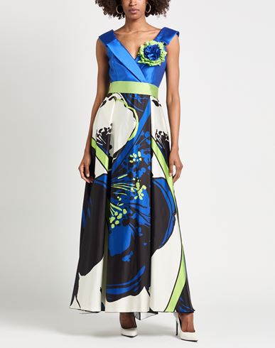 Woman Maxi dress Blue Size 6 Polyester, Elastane
