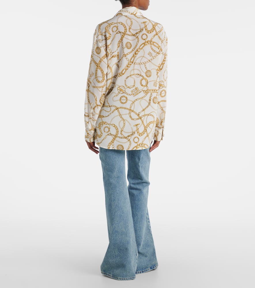 Logo printed silk shirt