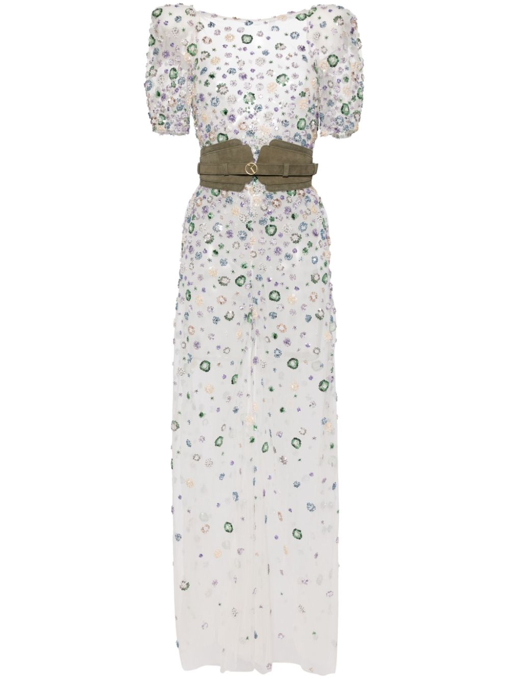 Beaded tulle jumpsuit - White