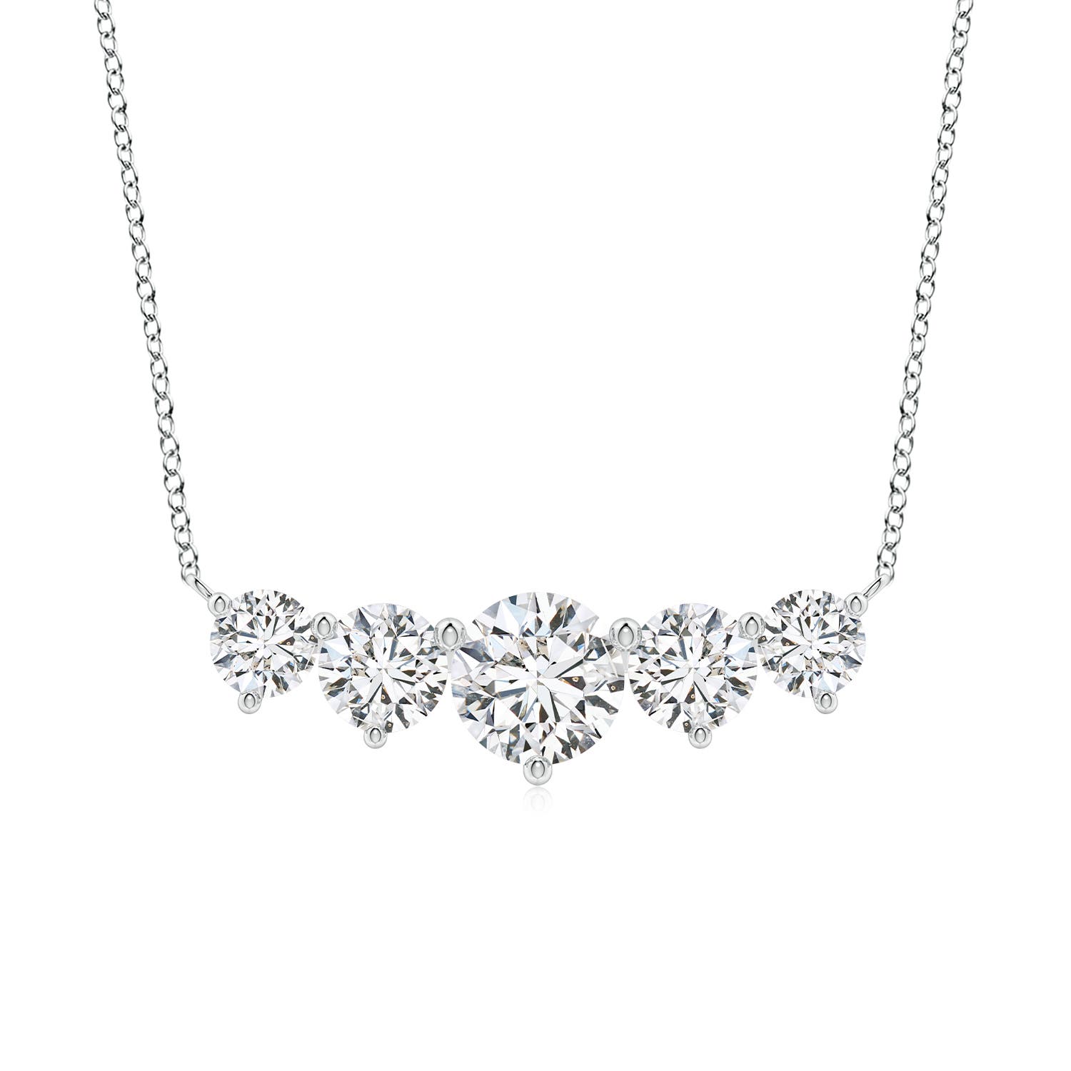 Angara 2.0 Carats Graduated Five Stone Round Diamond Necklace in Platinum