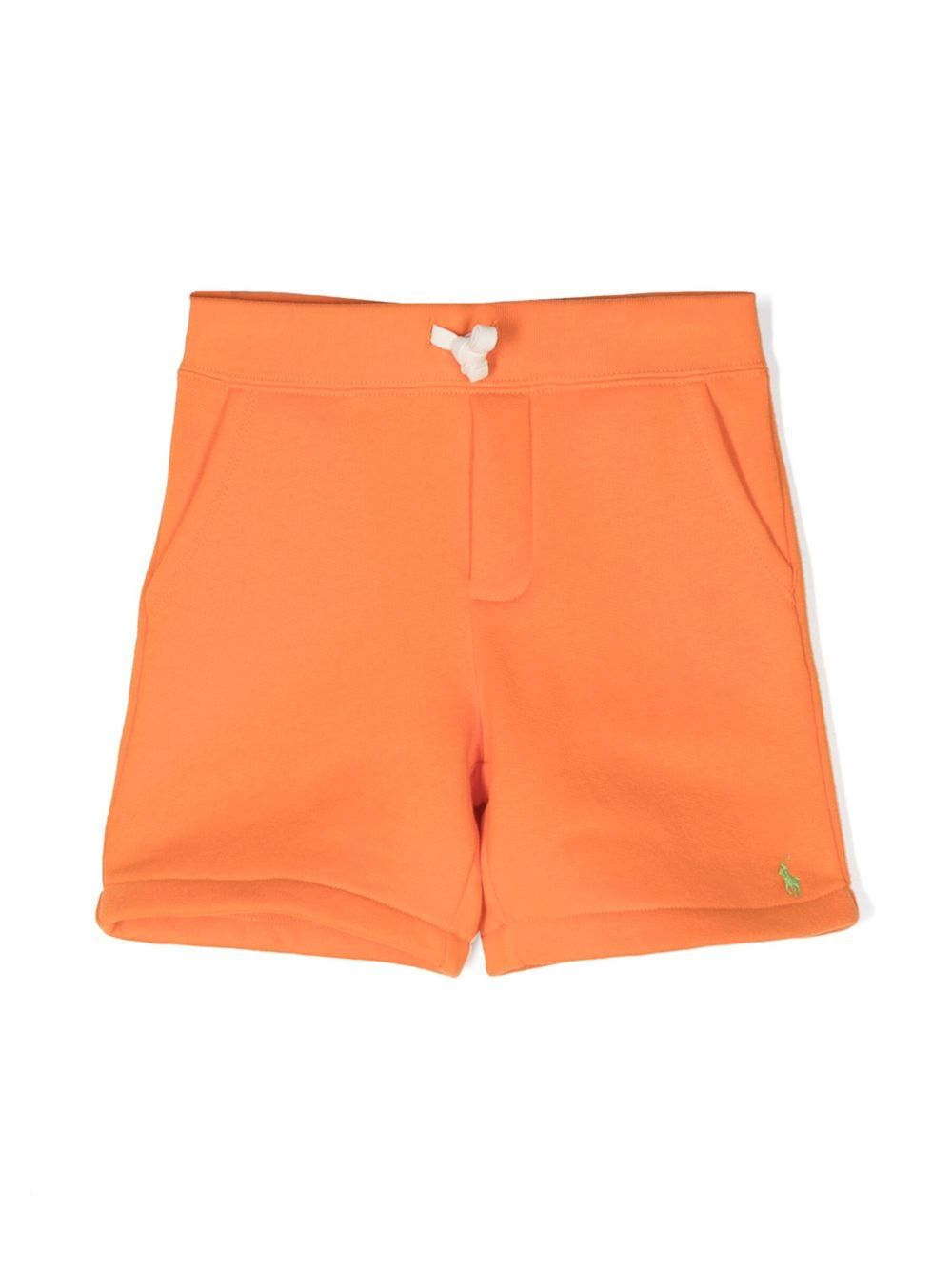 Embroidered-logo cotton shorts - Orange