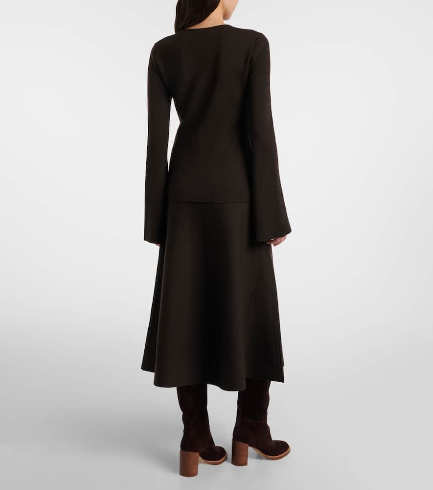 Wool, silk, and cashmere midi skirt