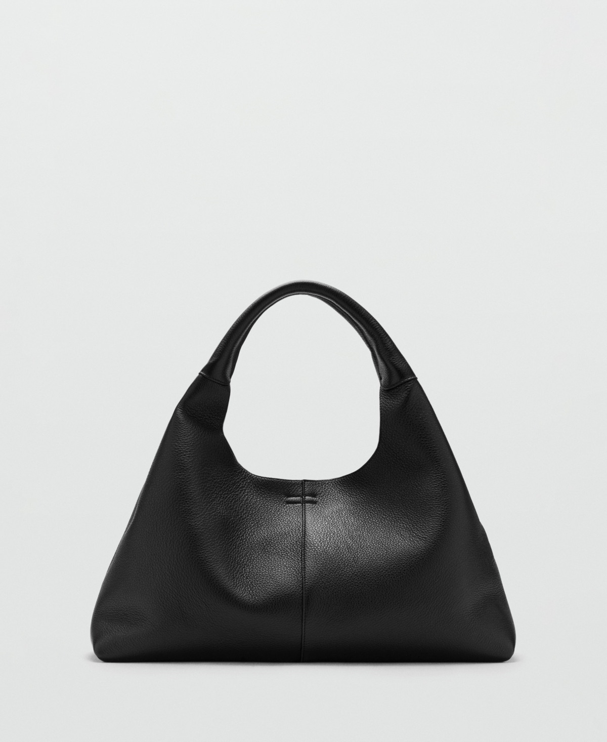 Women's Stitching Detail Leather Shoulder Bag - Black