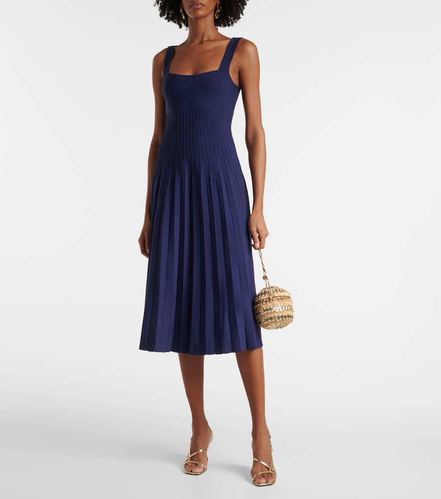Ellison pleated compact-knit midi dress