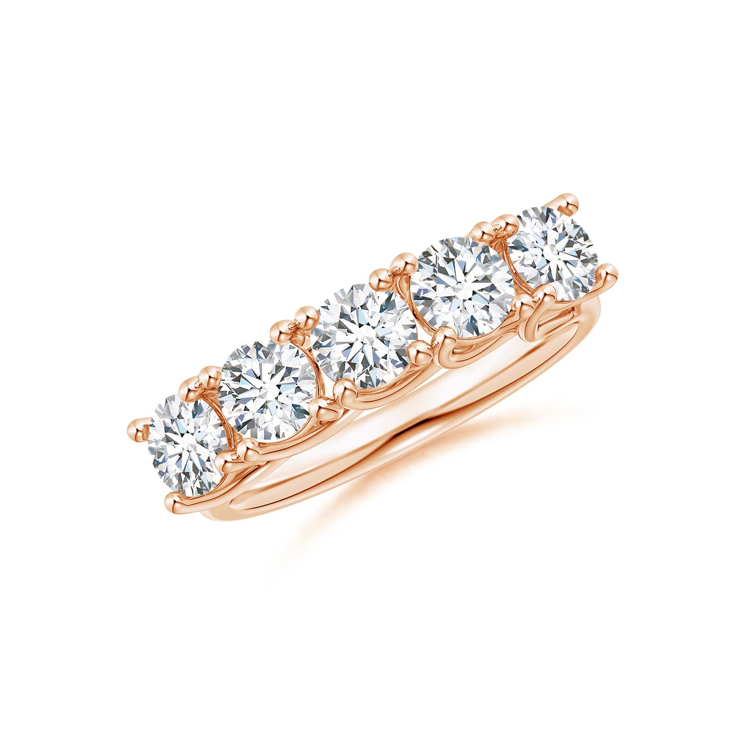 Angara 1.75 Carats Lab-Grown Half Eternity Five Stone Diamond Wedding Ring in 18K Rose Gold