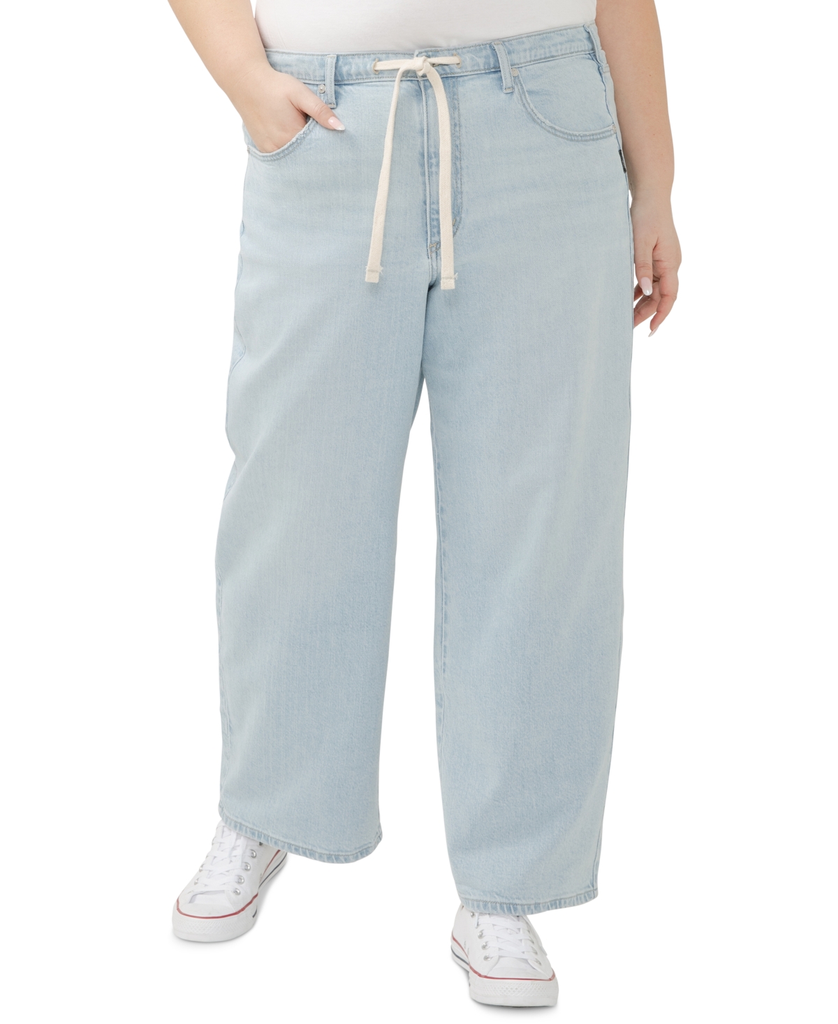 Plus Size Be Easy Drawstring Jeans - Indigo
