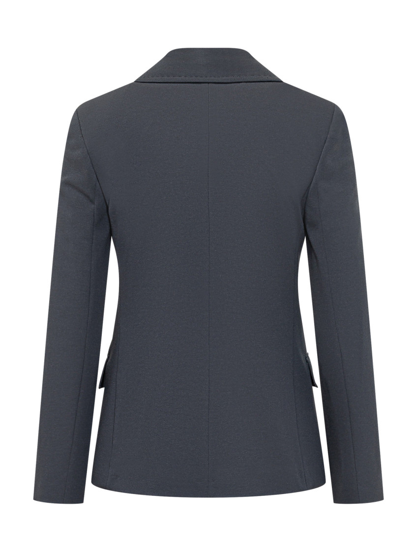 Blue Solid Notched Lapel Blazer