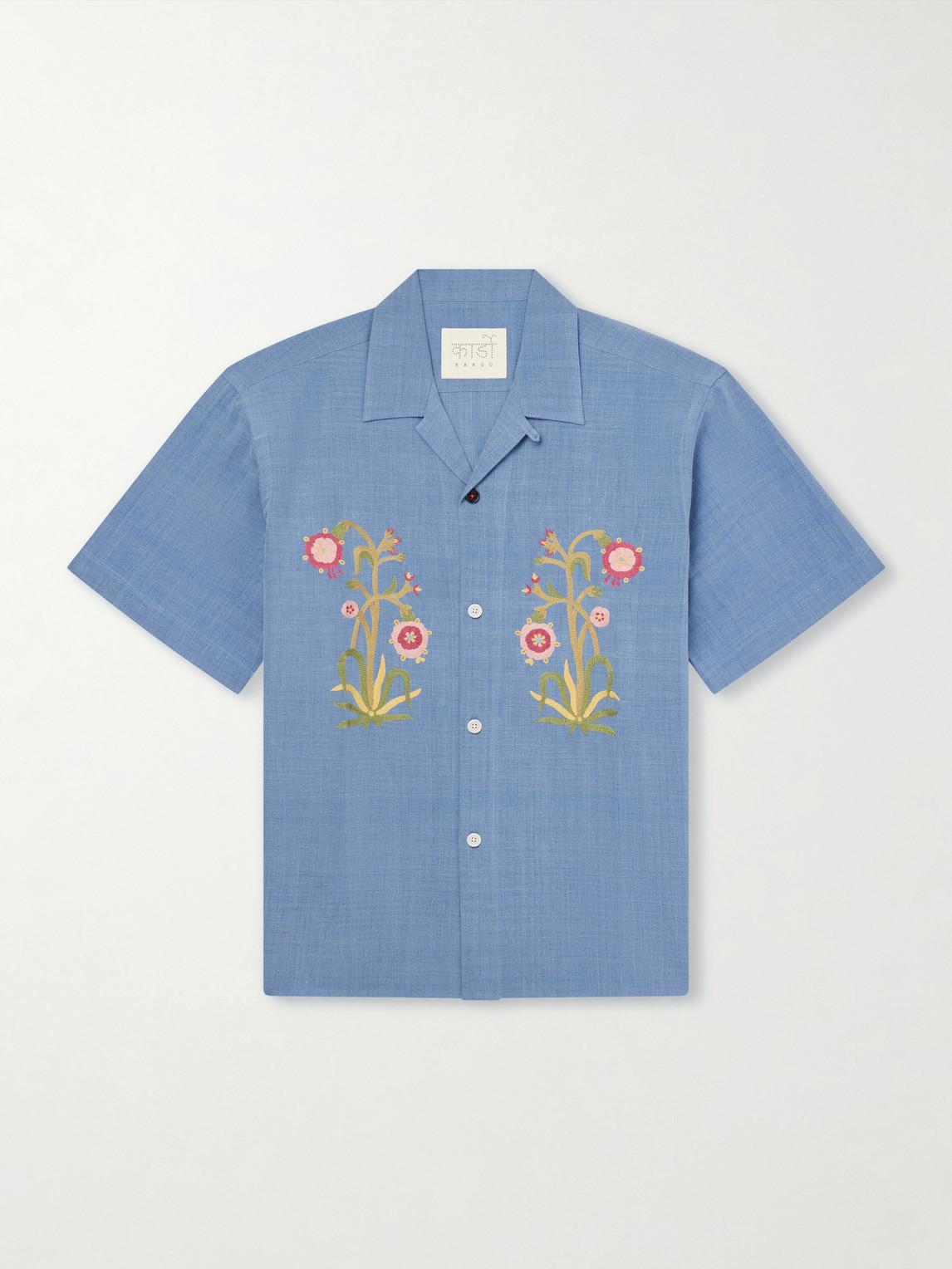 Ronen Convertible-Collar Embroidered Cotton Shirt