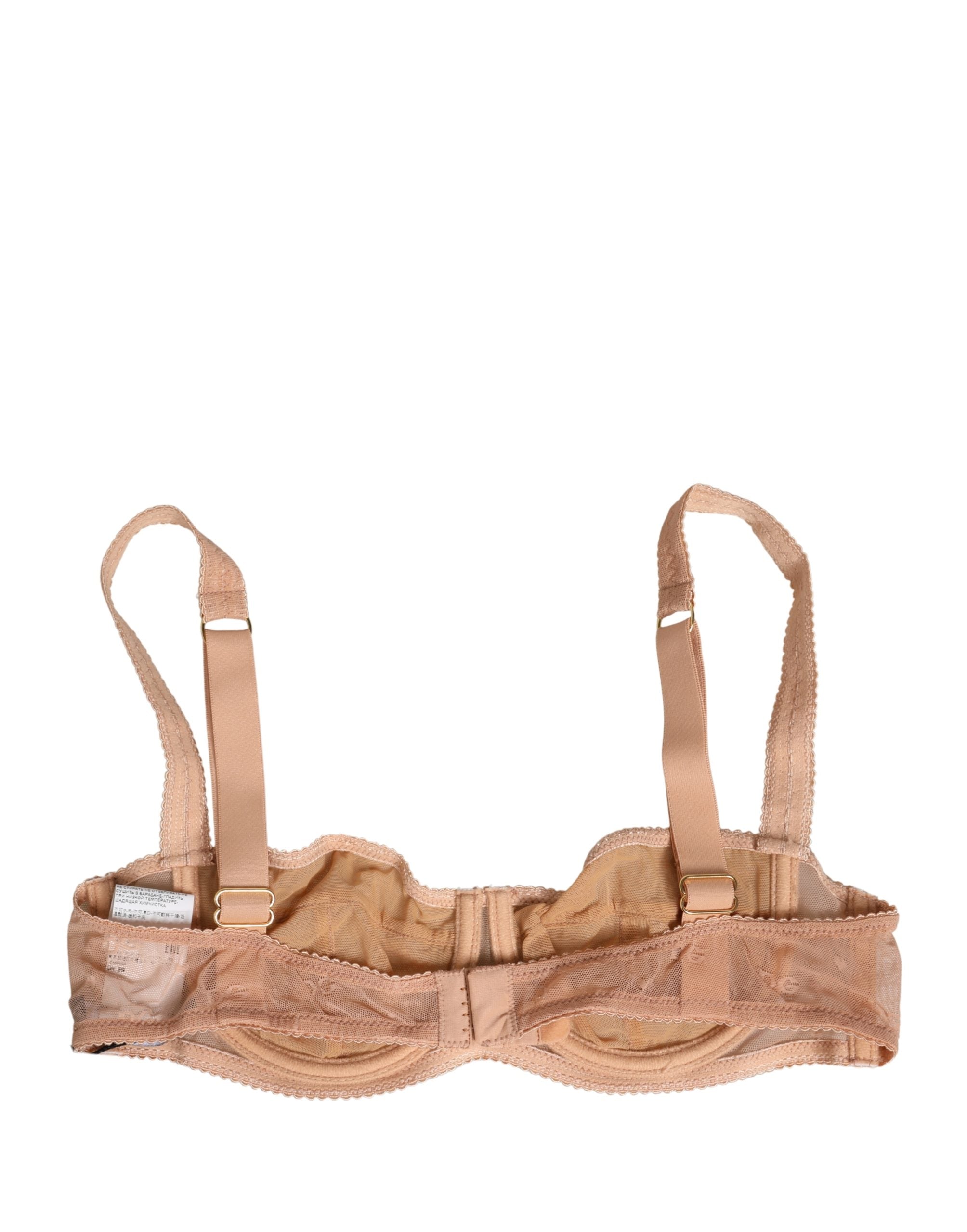 Lace Mesh Underwire Balconnet Bra — Beige