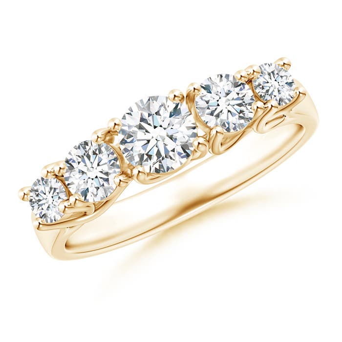 Angara 0.99 CTW Lab-Grown Five Stone Trellis Set Diamond Wedding Ring in 18K Yellow Gold