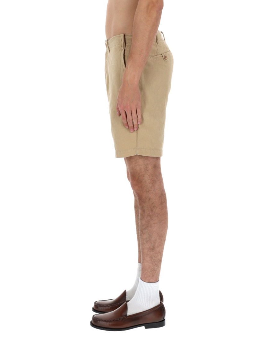 Beige Solid Shorts