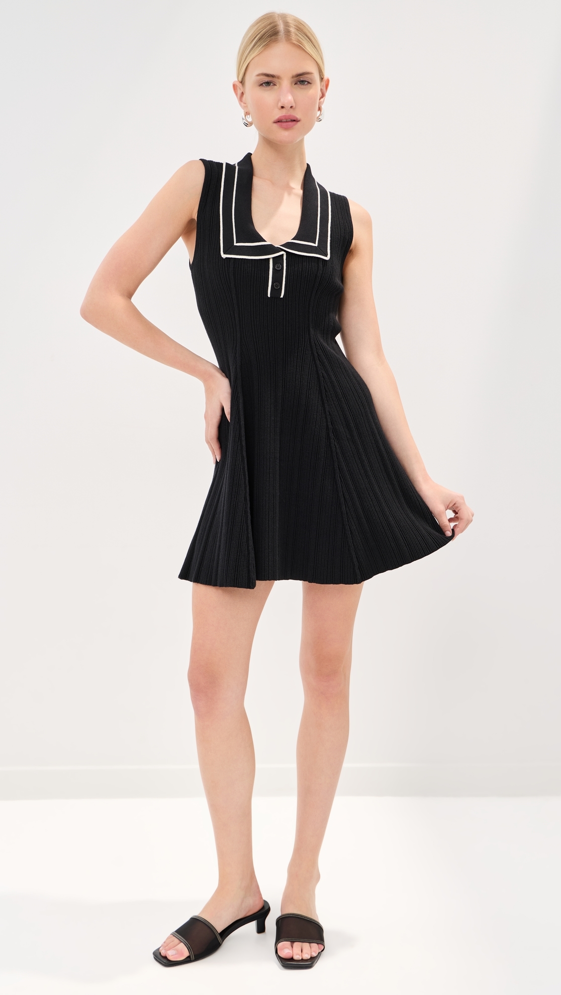Maren Ribbed Dress Black/White