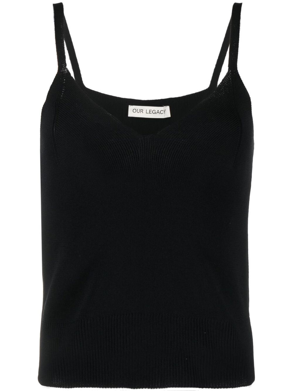 Ribbed-knit singlet top - Black