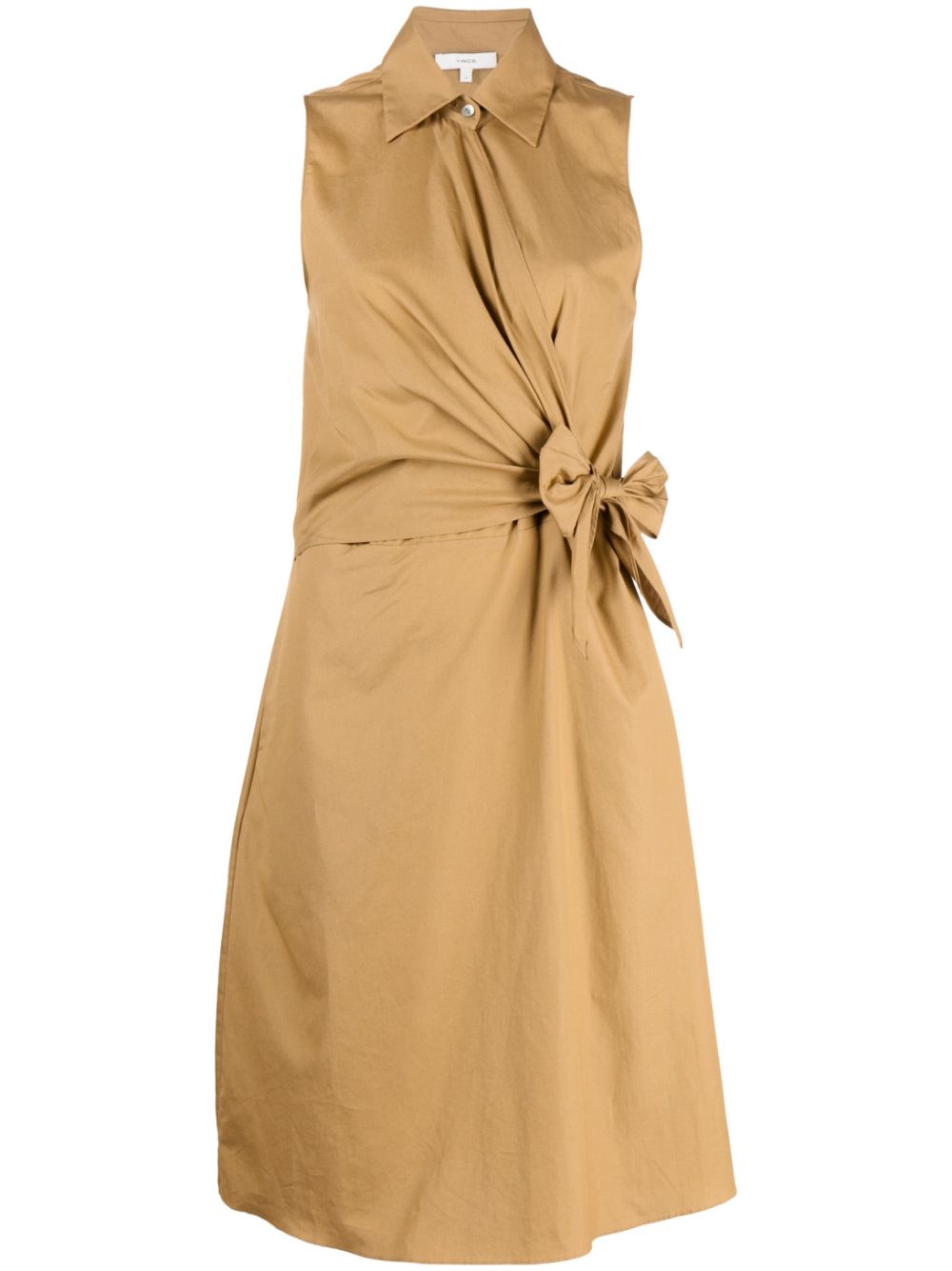 Sleeveless cotton shirt dress - Brown