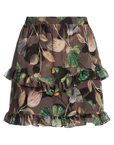 Woman Mini skirt Dark brown Size 6 Silk, Polyamide