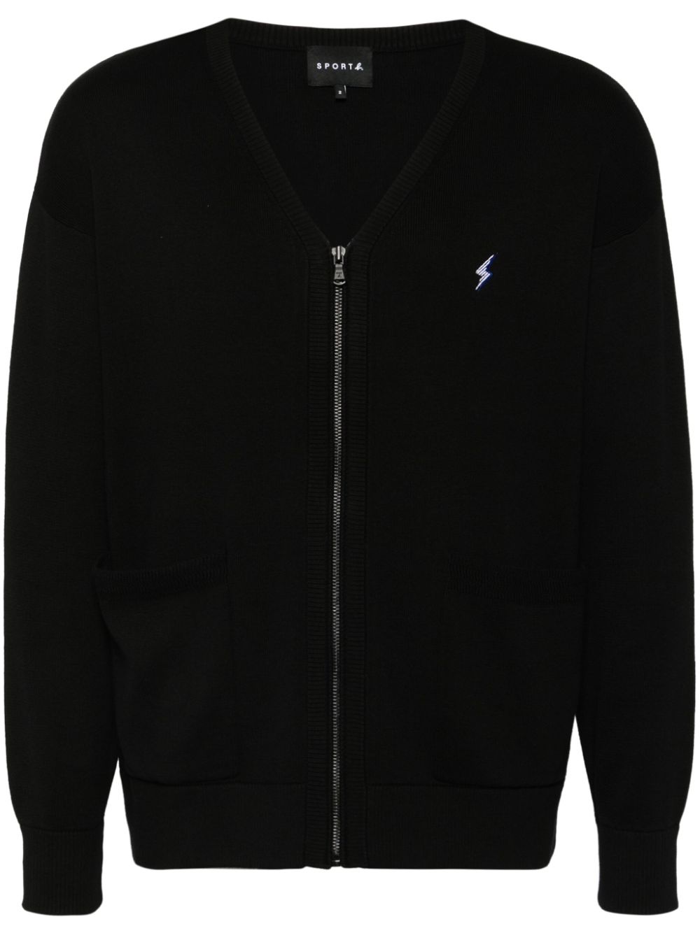 Embroidered-logo cardigan - Black