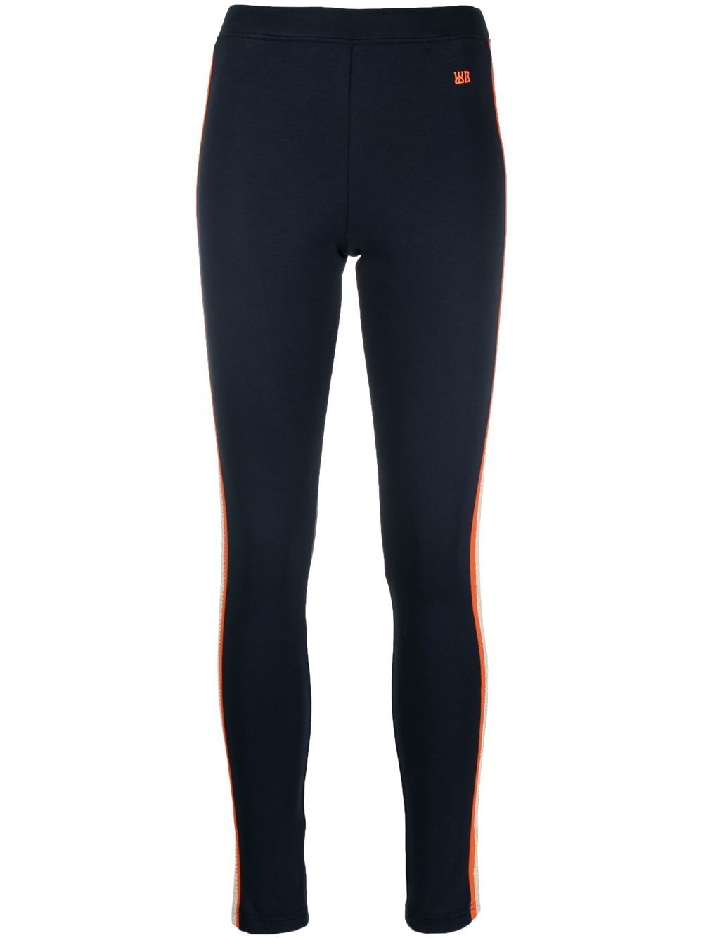 Striped organic-cotton leggings - Blue