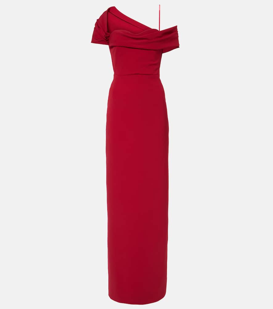 Draped off-shoulder crêpe gown