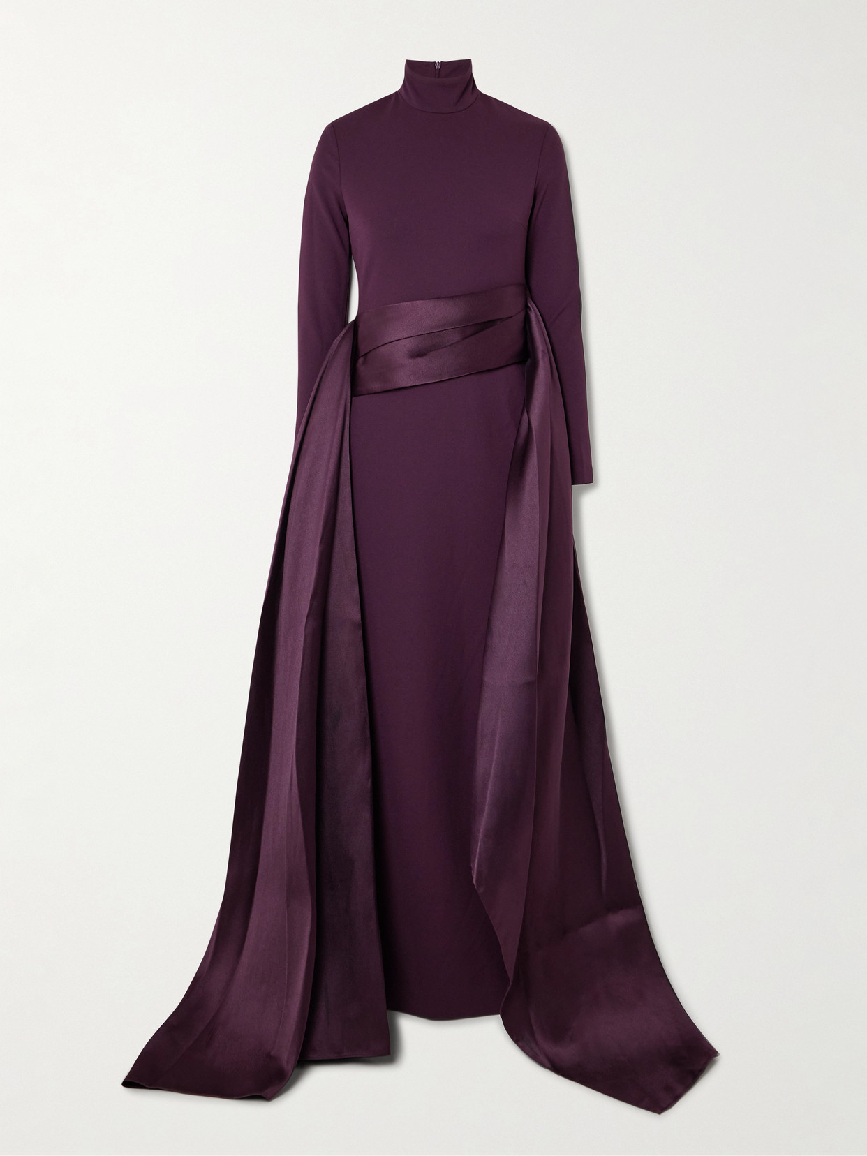 Olivia Crepe And Draped Satin-twill Gown - Purple