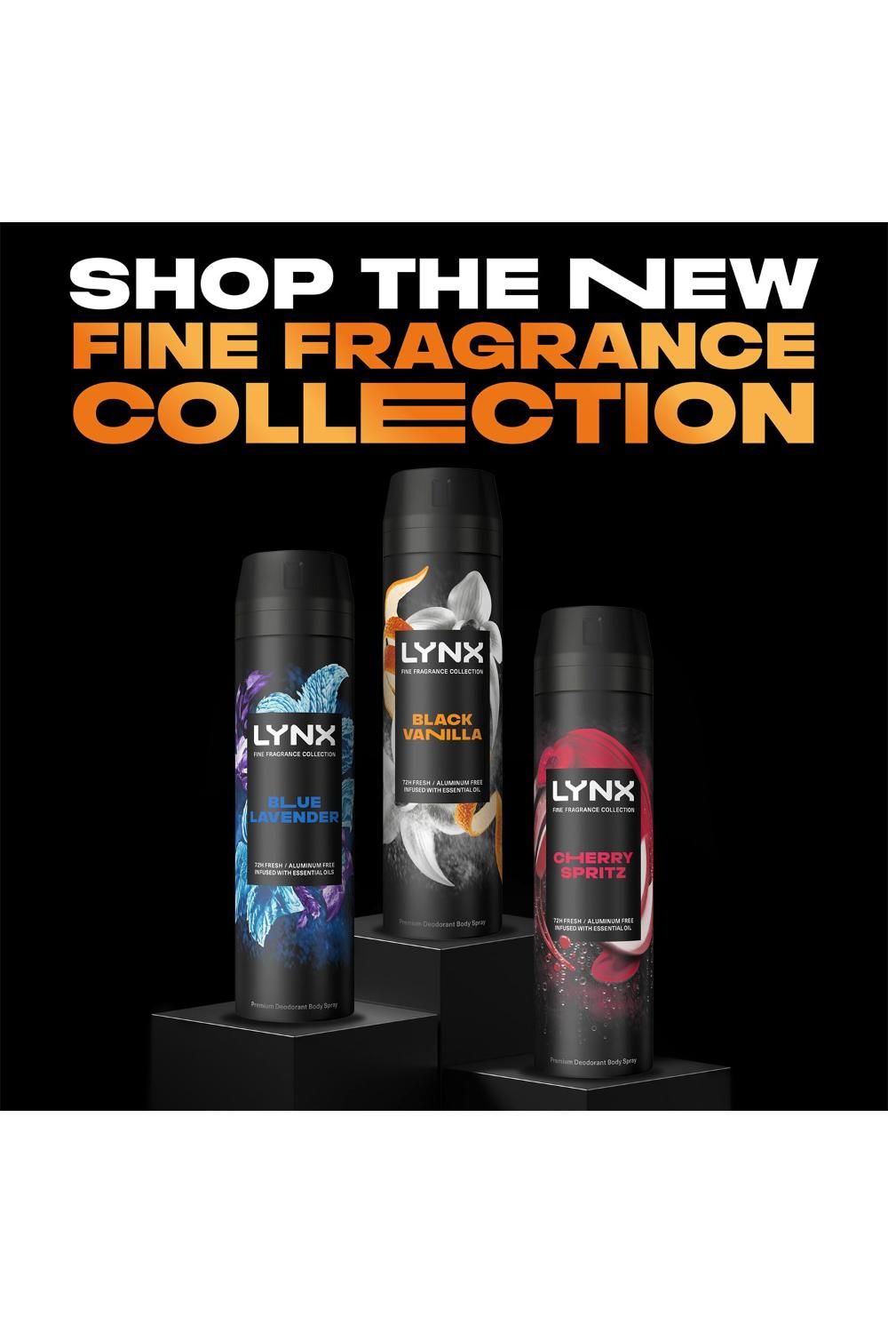 Lynx Fine Fragrance Collection Black Vanilla Body Spray Deodorant 200ml, 6Pack