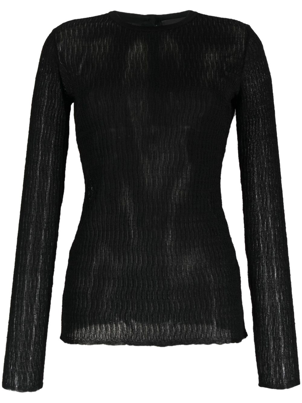 Textured-finish silk top - Black