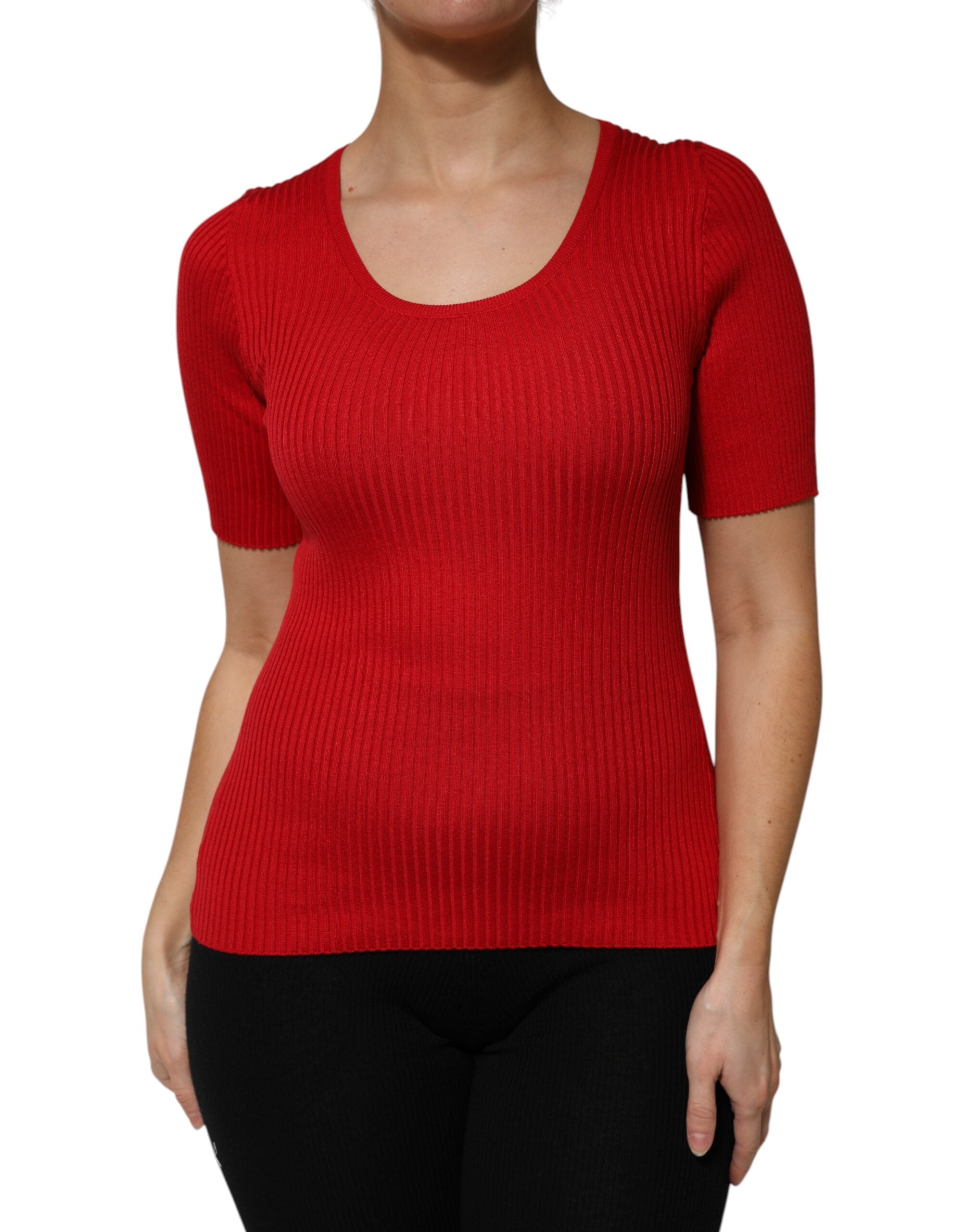 Ribbed Silk Shirt — Red