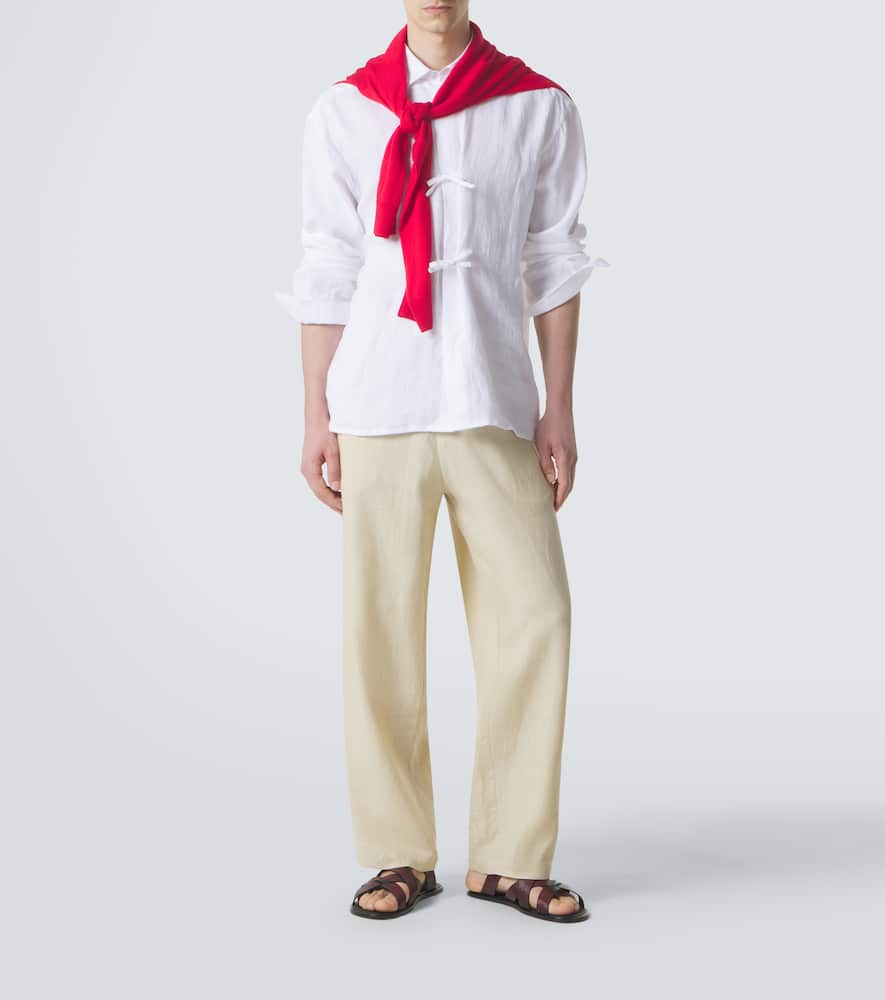Dorian bow-detail linen shirt