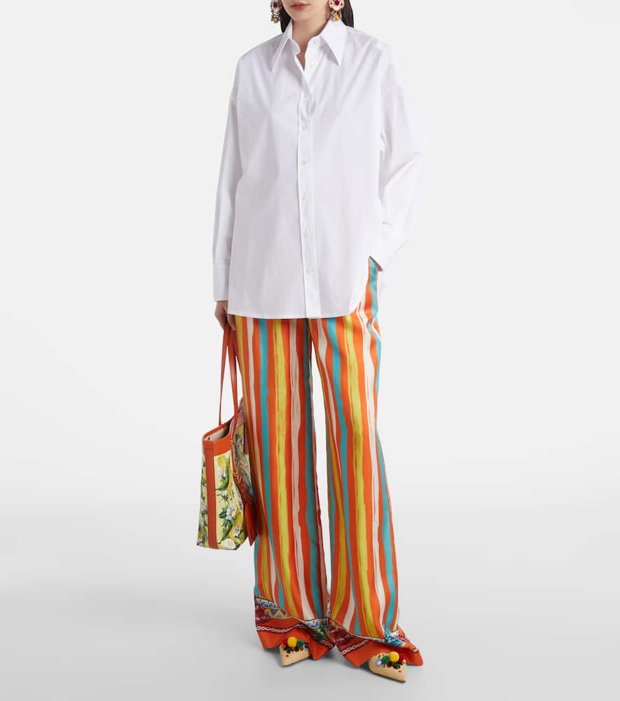 Oversized cotton-blend shirt