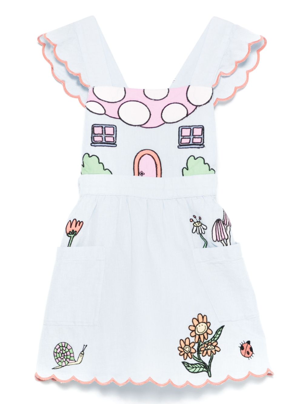 Embroidered-motif dress - Blue