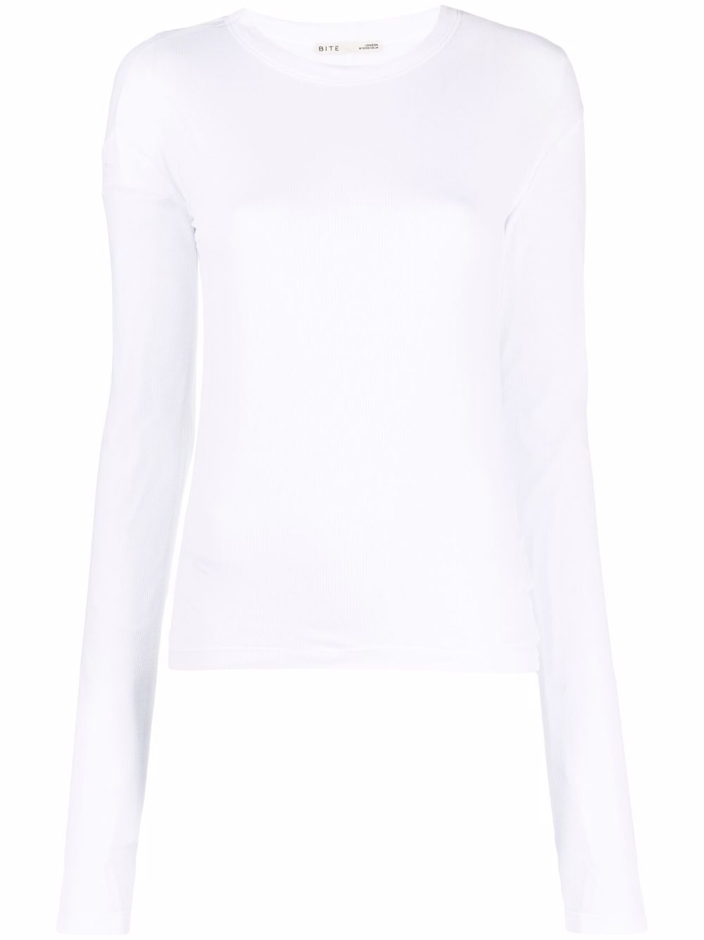 Long-sleeve semi-sheer top - White