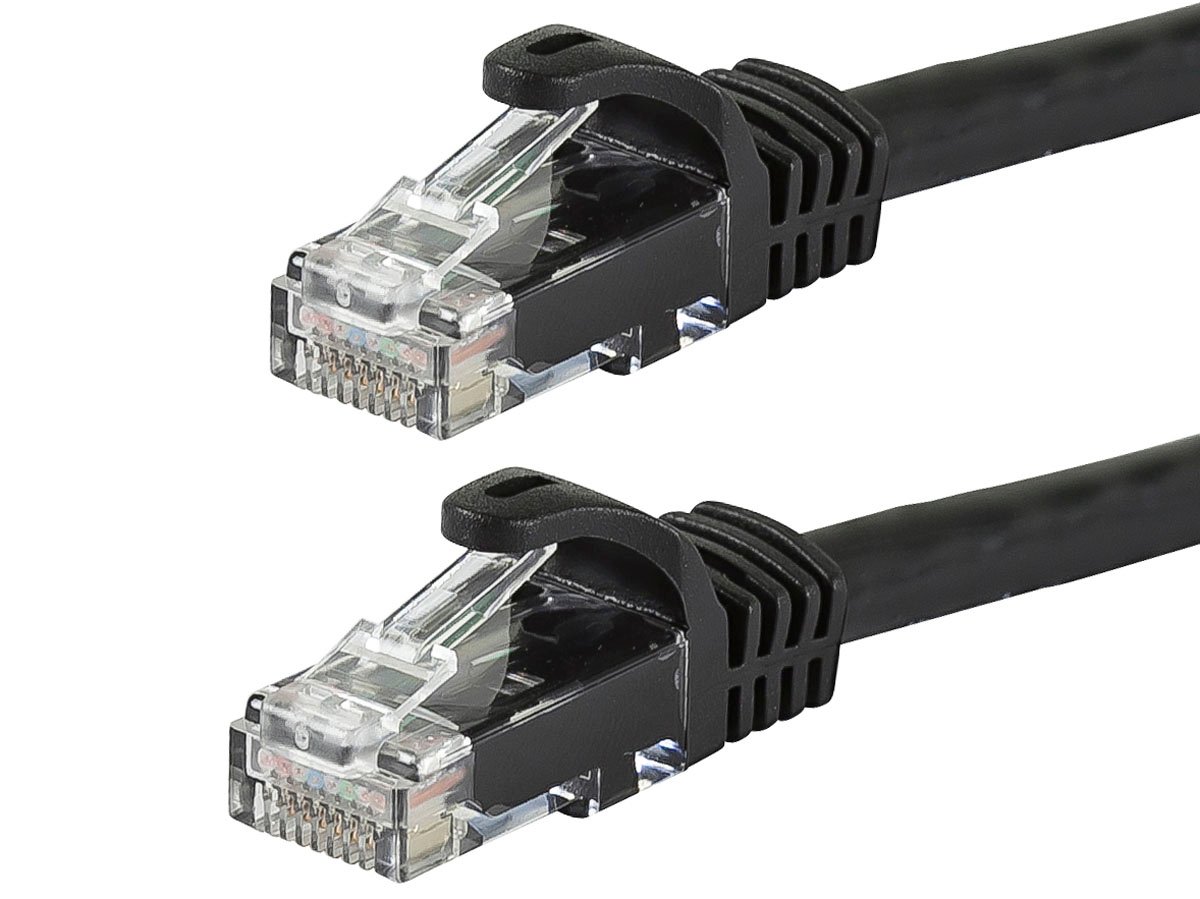 Cat6 20ft Black Patch Cable, UTP, 24AWG, 550MHz, Pure Bare Copper, Snagless RJ45, Flexboot Series Ethernet Cable