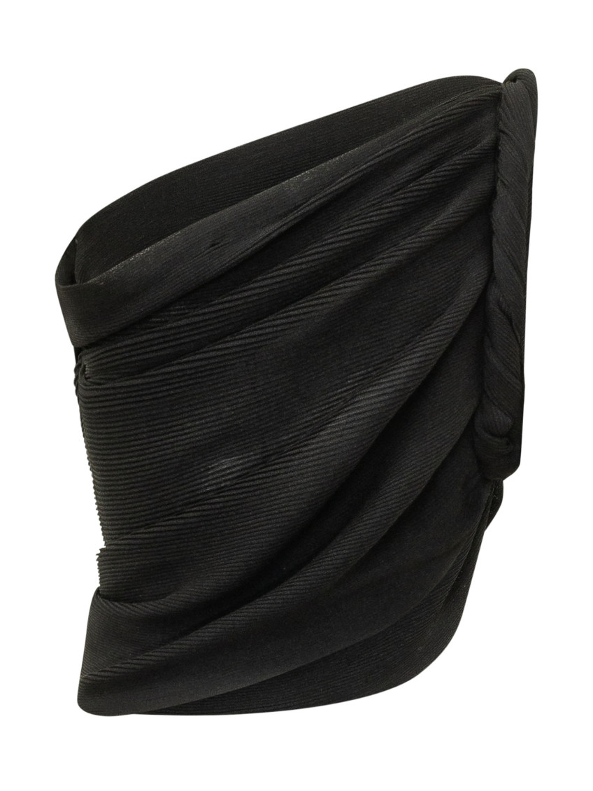 Black Pleated One Shoulder Top