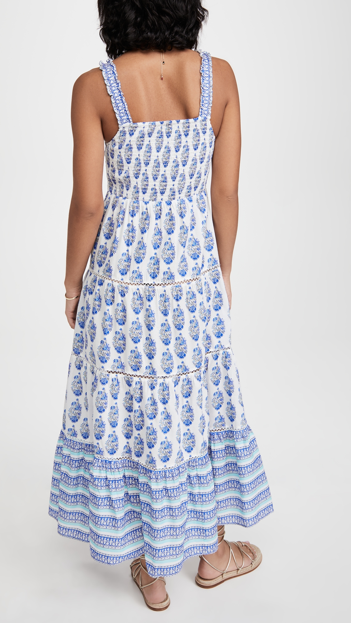 Smock Border Dress Blue Border Print Combo