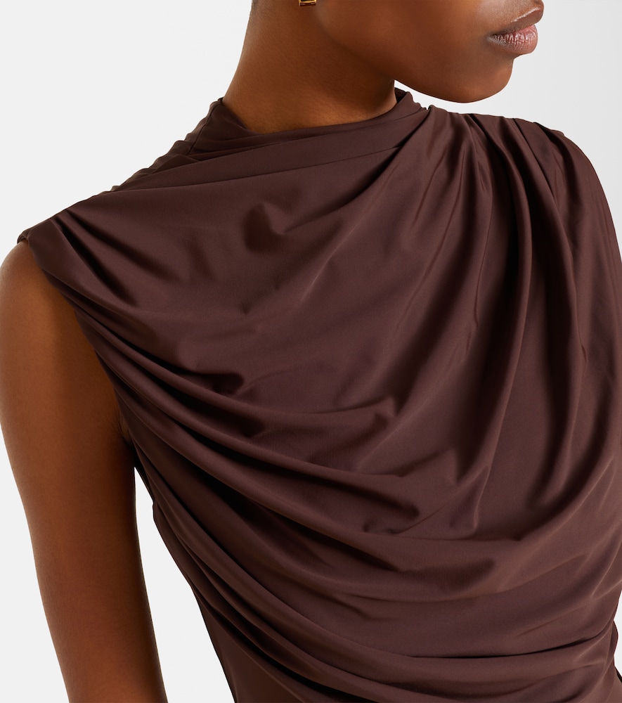 Draped caped jersey minidress