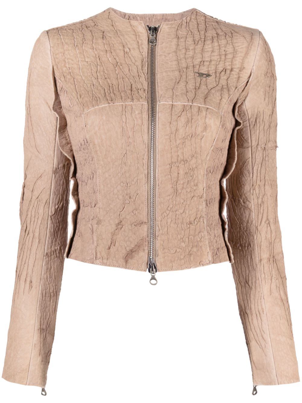 L-Crack leather jacket - Pink