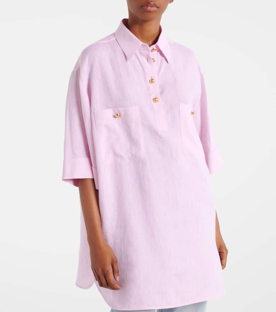 Oversized linen polo shirt