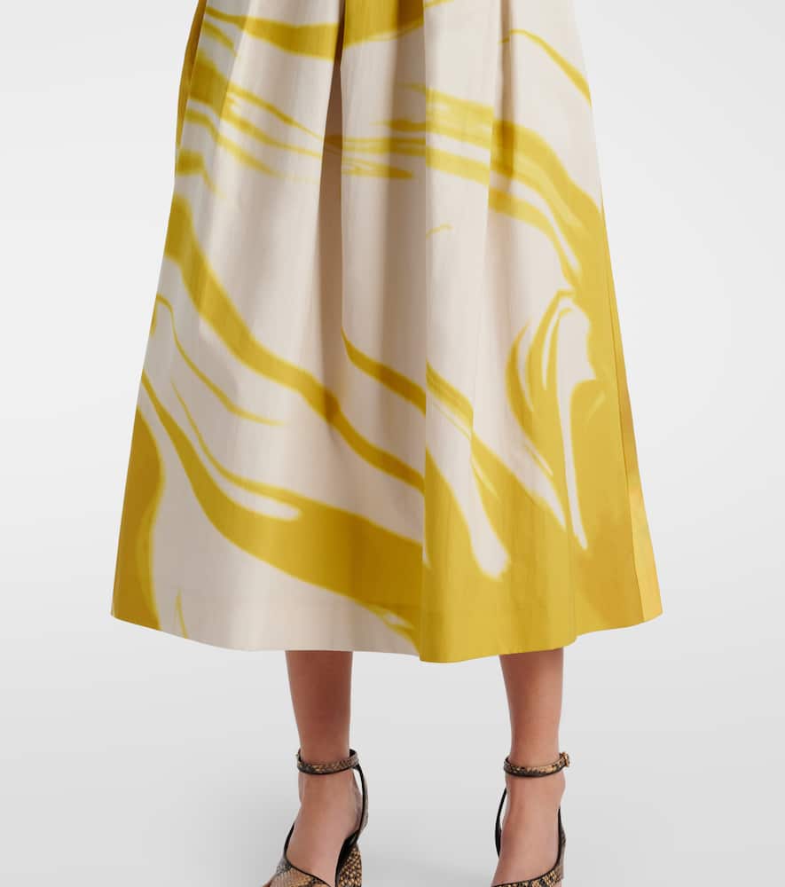 Printed cotton midi skirt