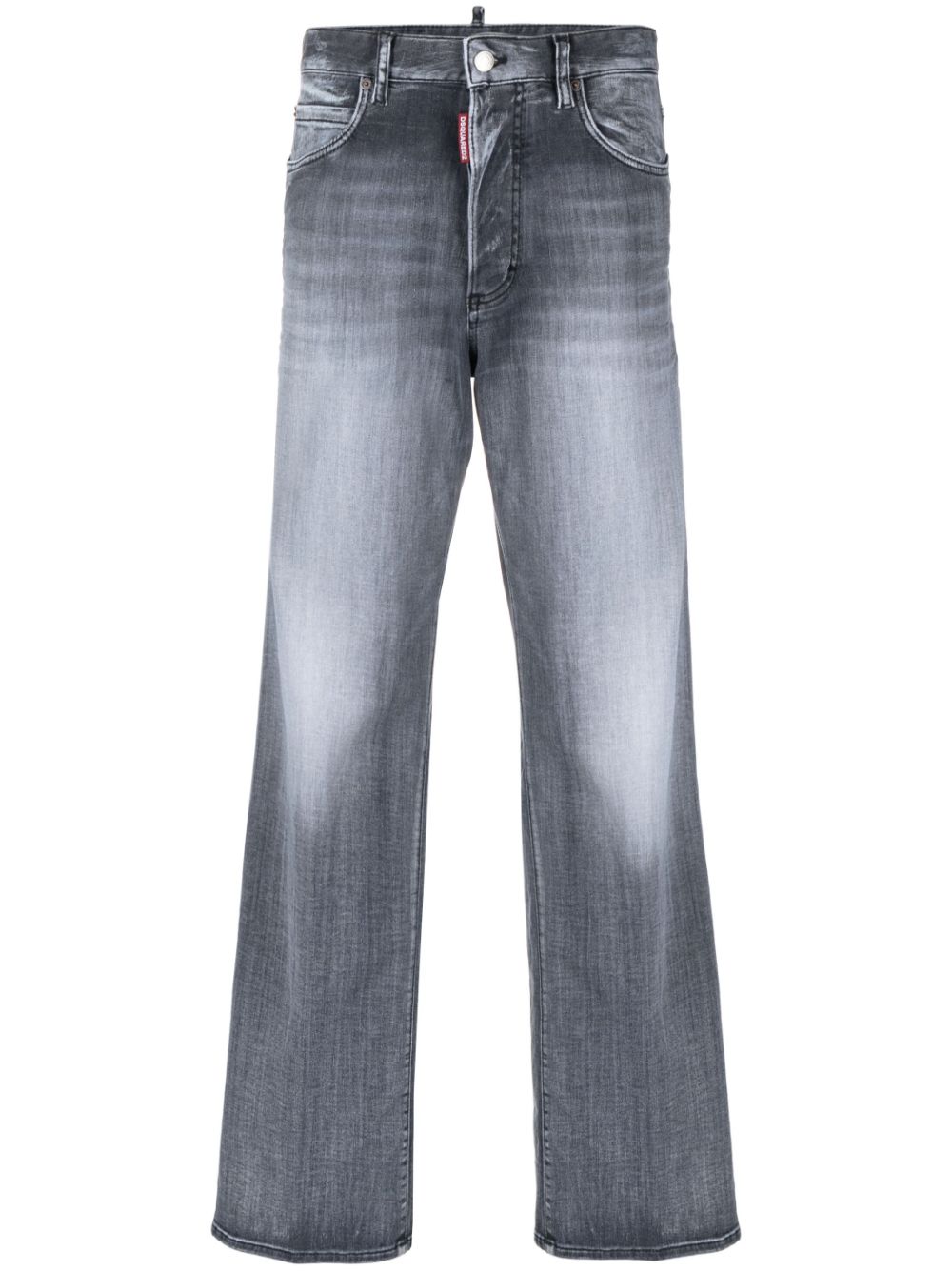 High-rise straight-leg jeans - Black
