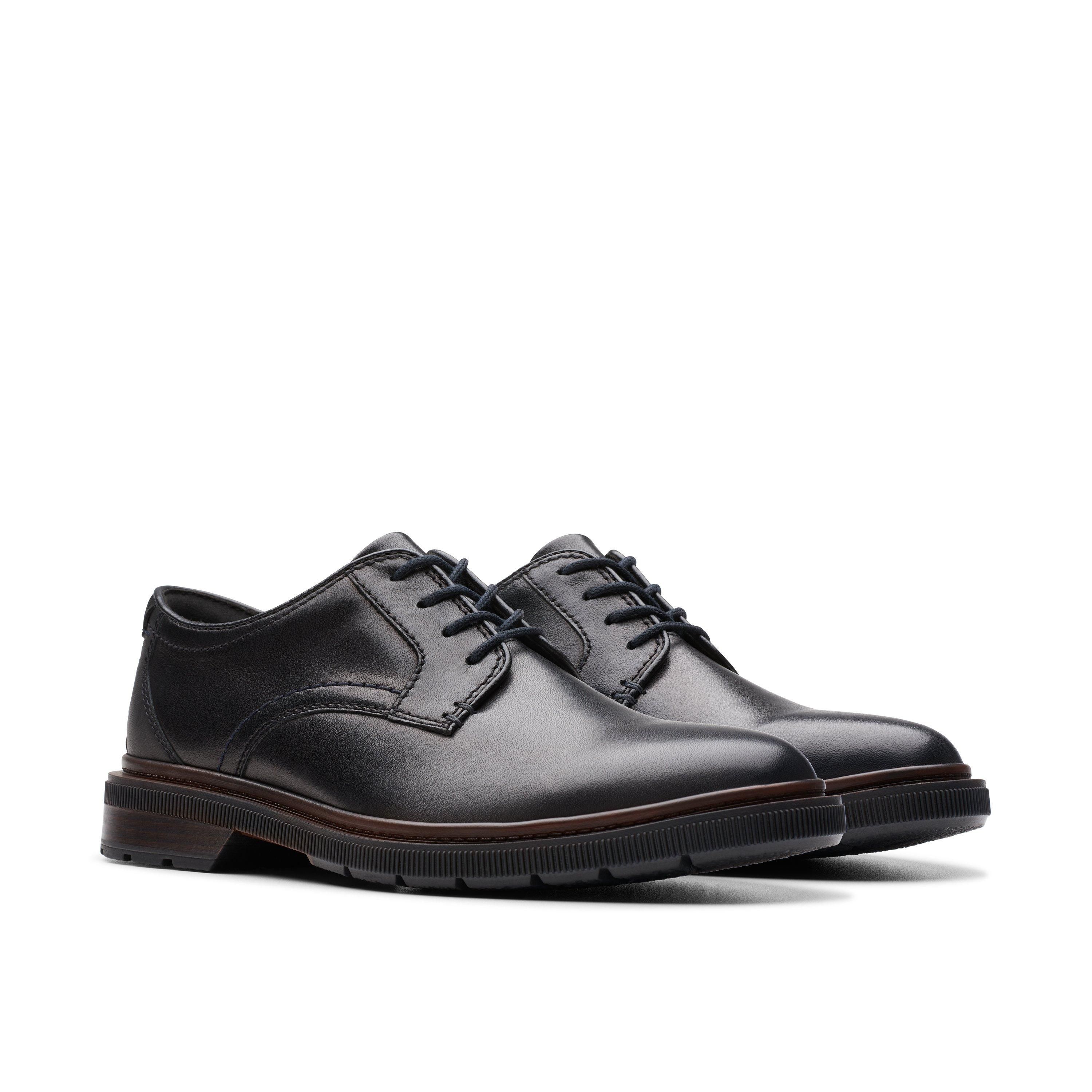 Clarks Burchill Derby Black Leather Derby Shoes,lace Up