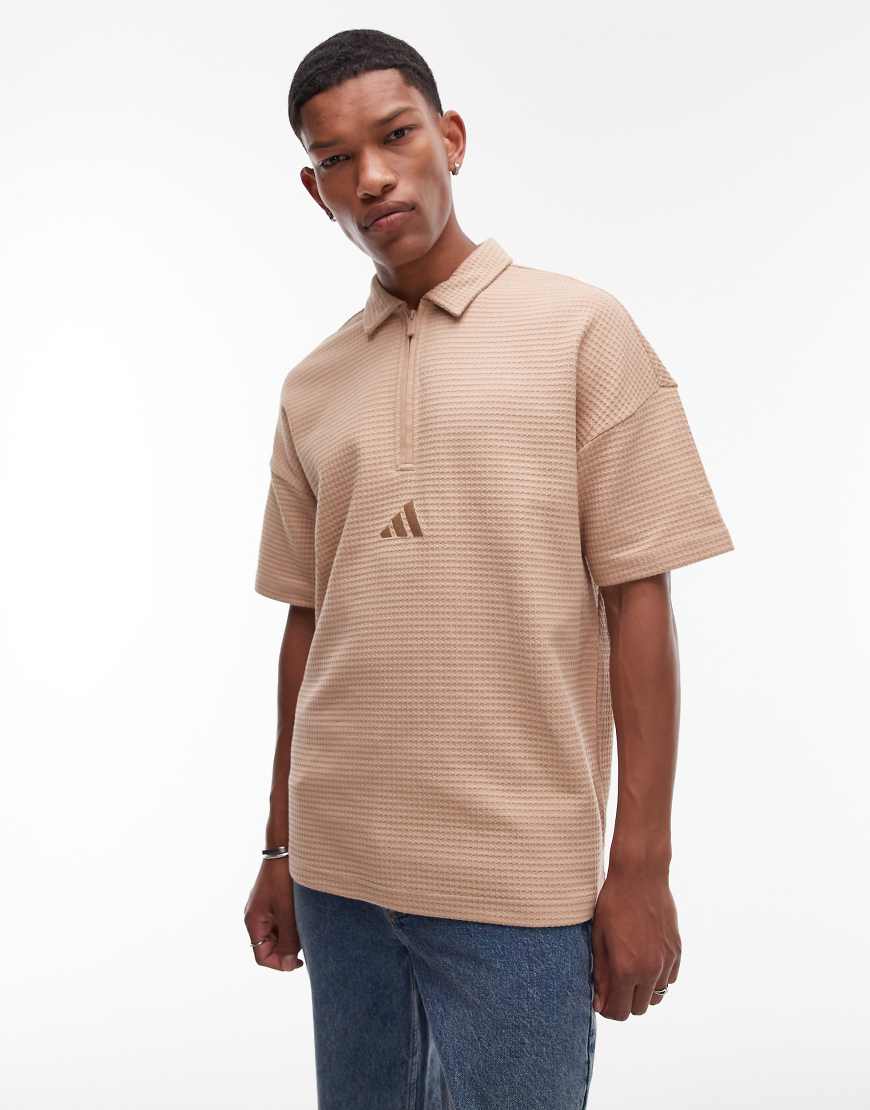 Adidas Sportswear waffle polo in beige-Neutral