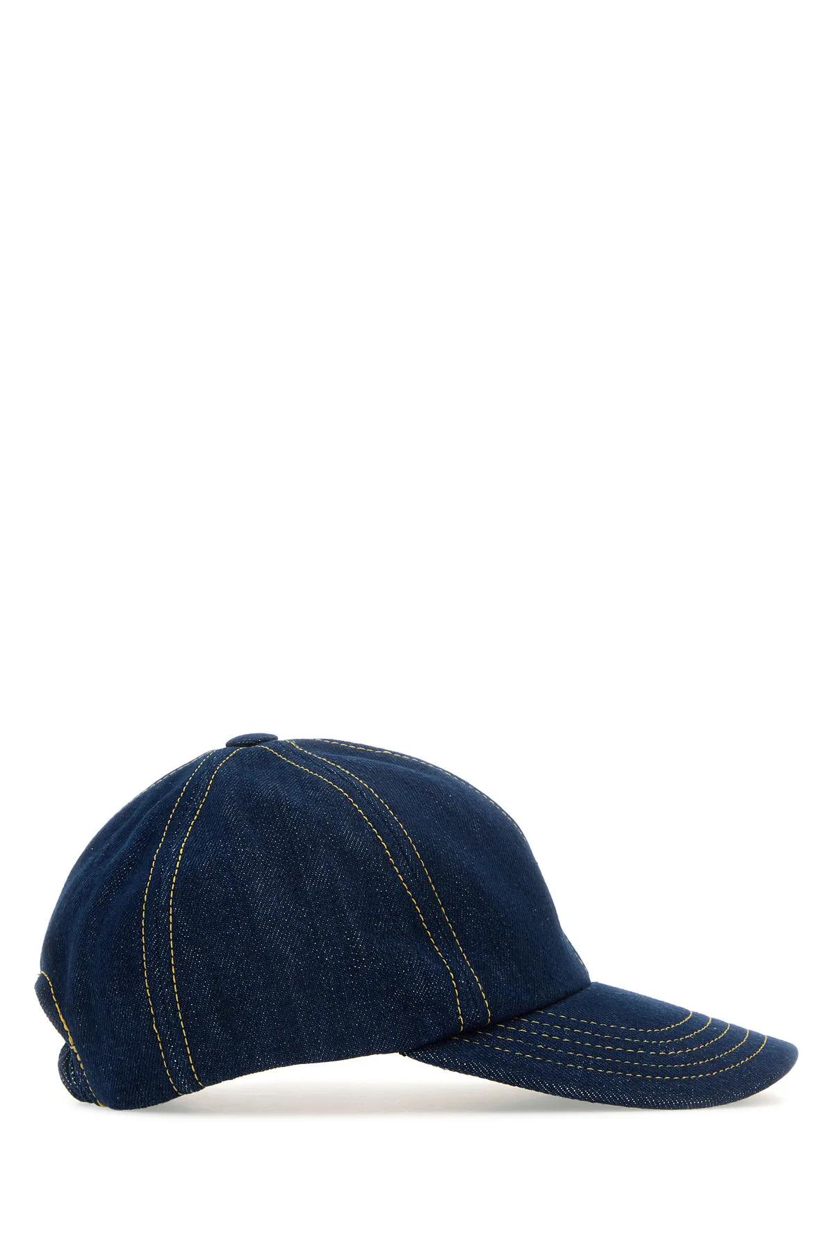 Logo-embroidered denim baseball cap - Blue