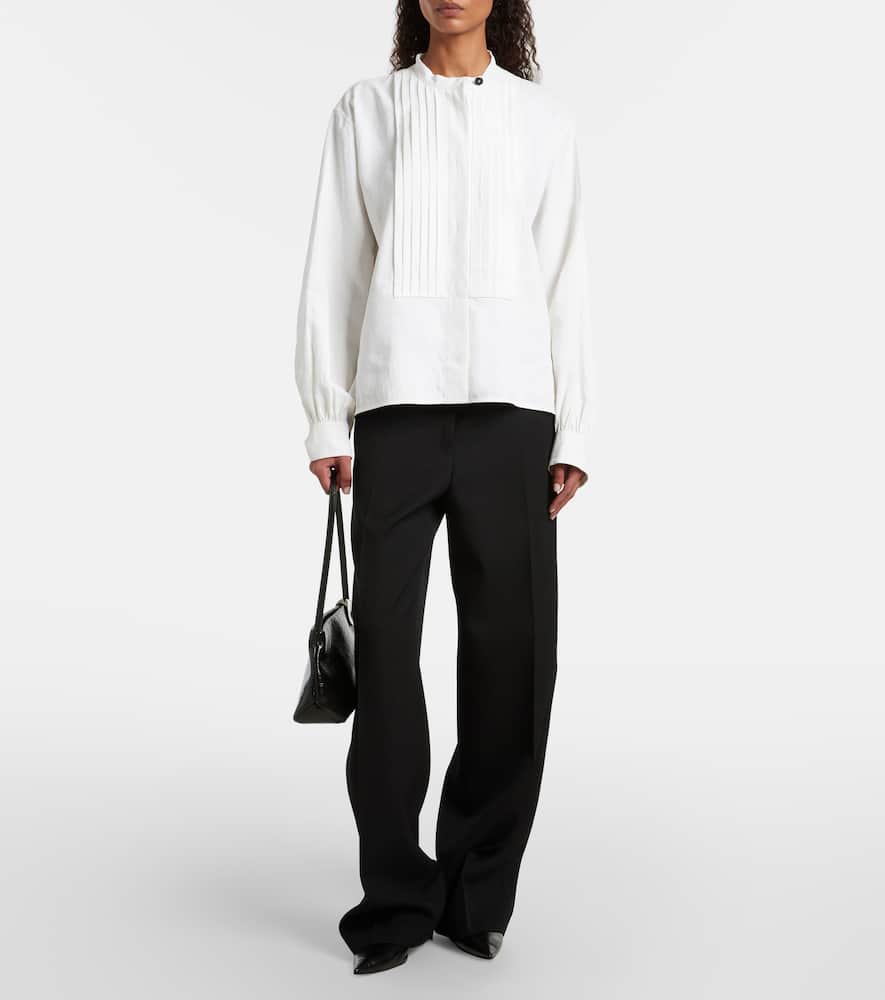 Low-rise wool straight pants