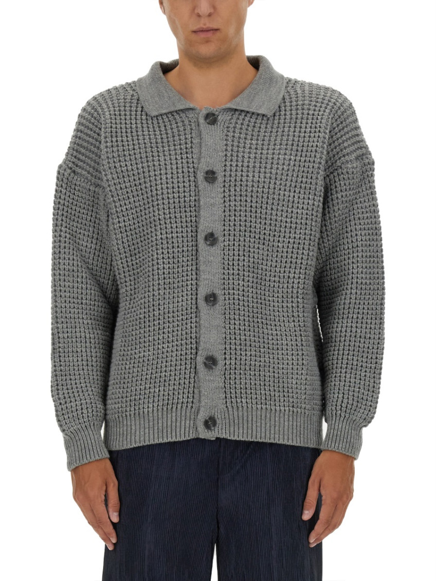 Grey Shirt Collar Cardigans