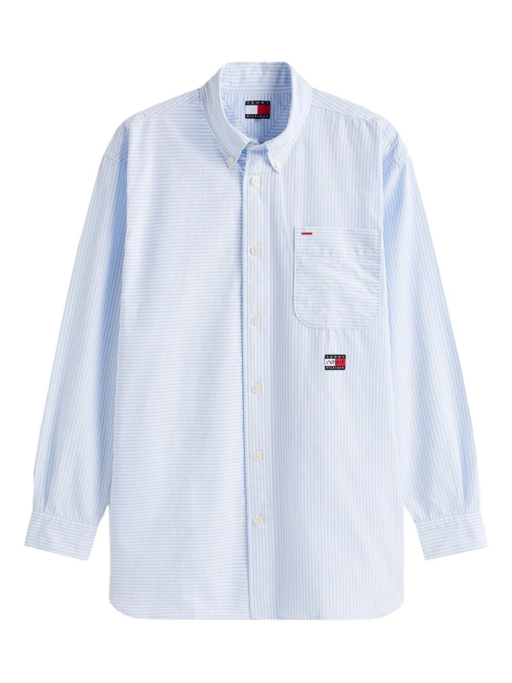 Striped patch-pocket shirt - Blue