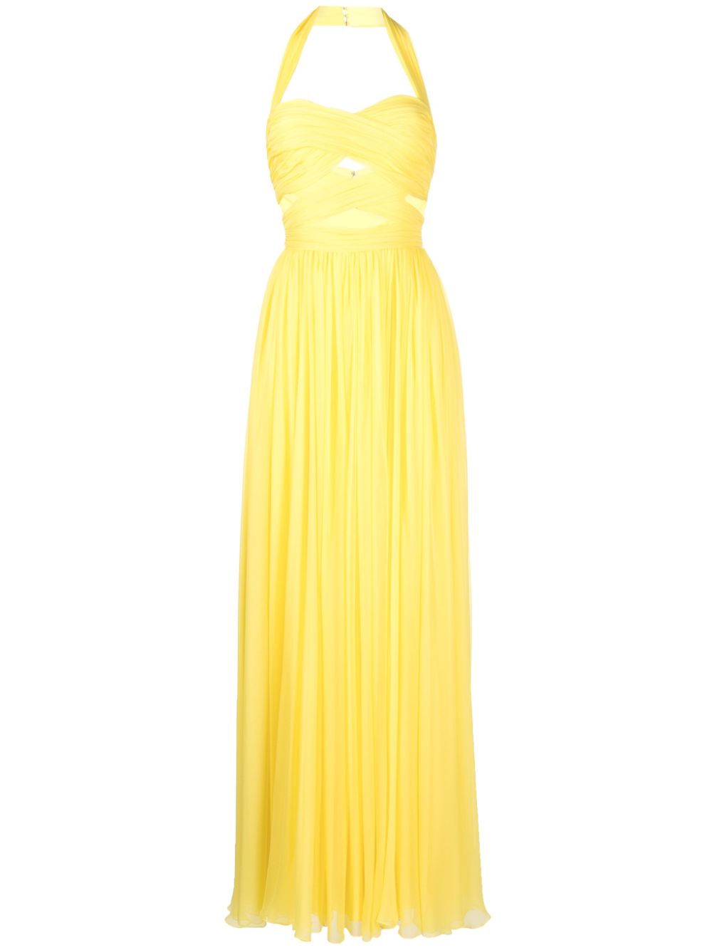 Draped cut-out silk gown - Yellow